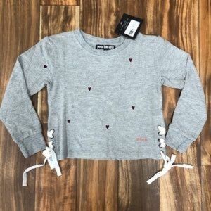 Peace Love World Gray Embroidered Heart Sweatshirt